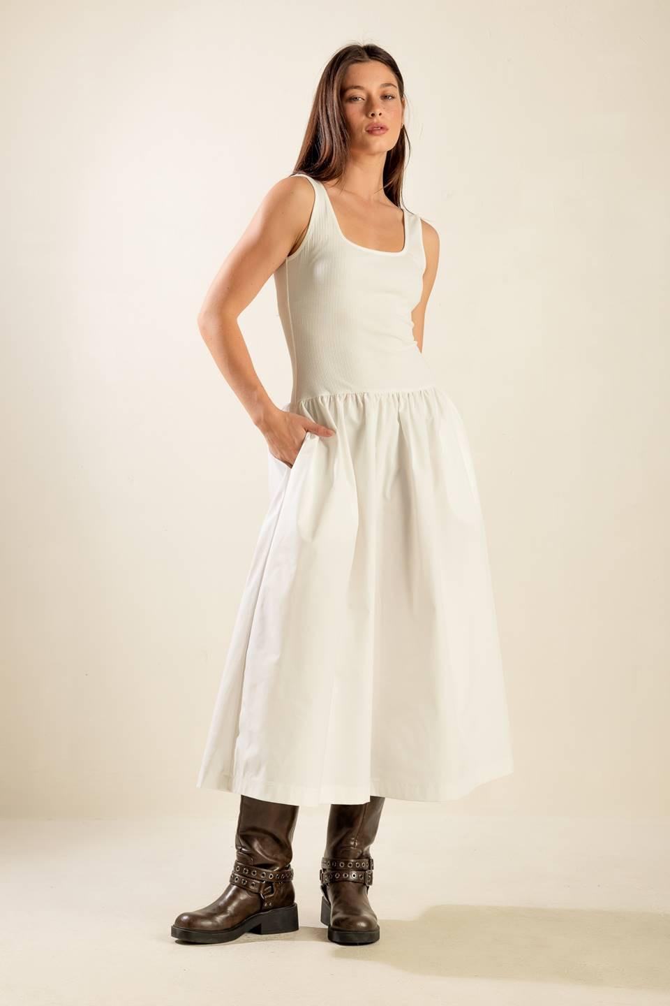 LIGHT UP THE SKY WOVEN MIDI DRESS Flying Tomato