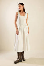 LIGHT UP THE SKY WOVEN MIDI DRESS Flying Tomato