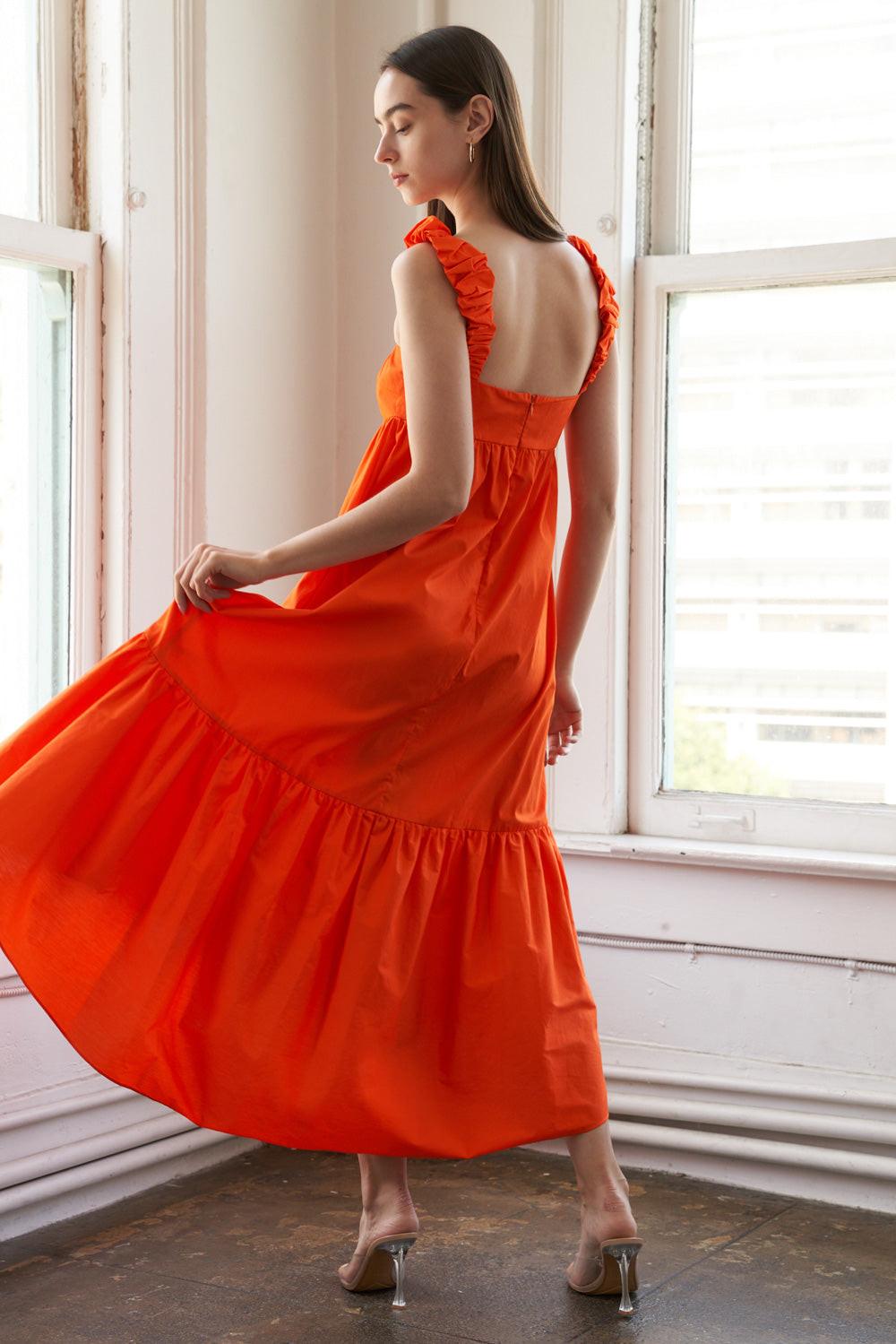 SUNBEAM SPLENDOR WOVEN MIDI DRESS Flying Tomato