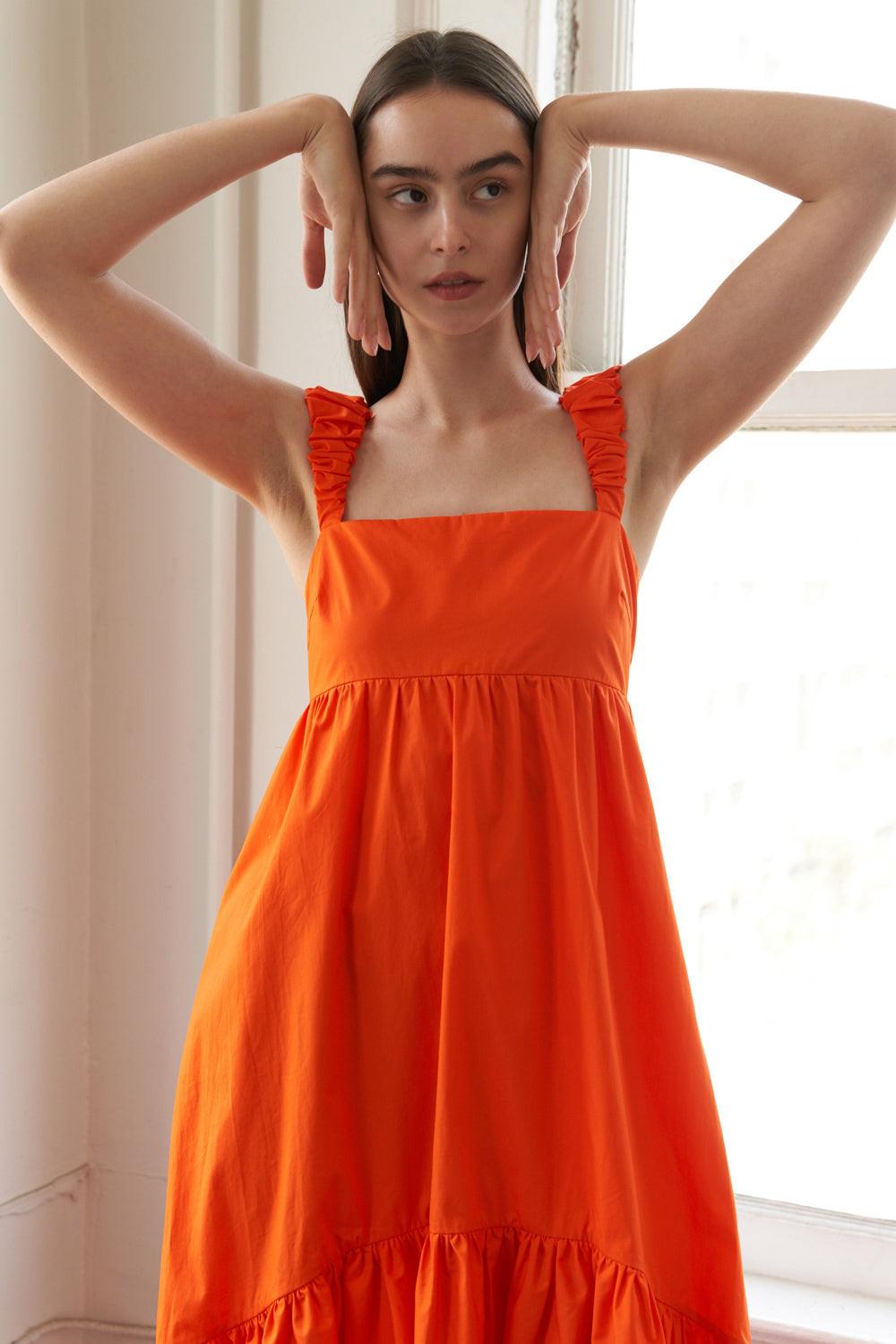 SUNBEAM SPLENDOR WOVEN MIDI DRESS Flying Tomato