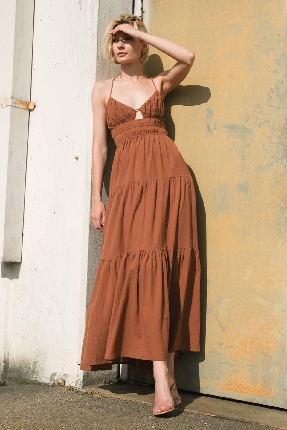 EFFORTLESS ELEGANCE WOVEN MAXI DRESS Flying Tomato