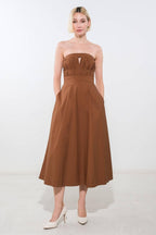 MYSTIC MUSE WOVEN MIDI DRESS Flying Tomato