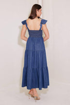 ONCE UPON A TIME DENIM BLUE MIDI DRESS Flying Tomato