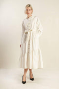 ANYTIME NOW WOVEN TWILL MIDI DRESS Flying Tomato