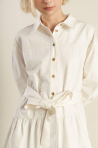 ANYTIME NOW WOVEN TWILL MIDI DRESS Flying Tomato