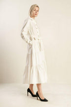 ANYTIME NOW WOVEN TWILL MIDI DRESS Flying Tomato