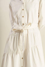 ANYTIME NOW WOVEN TWILL MIDI DRESS Flying Tomato