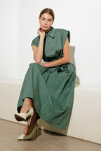 DEEPER CONNECTION WOVEN MIDI DRESS Flying Tomato