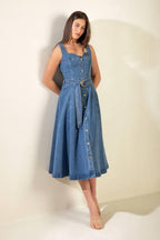 PRETTIEST BEHAVIOR DENIM MIDI DRESS Flying Tomato