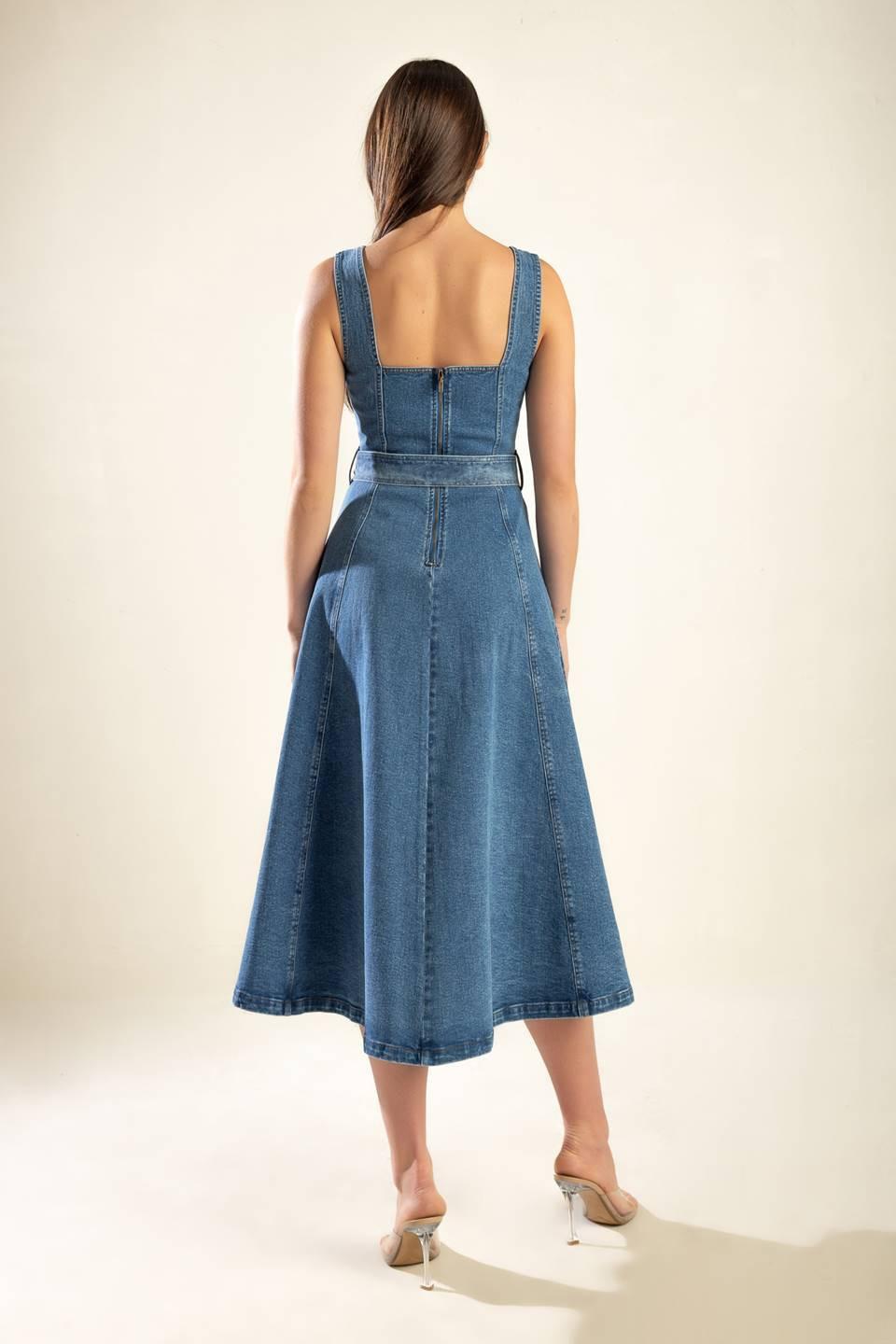 PRETTIEST BEHAVIOR DENIM MIDI DRESS Flying Tomato