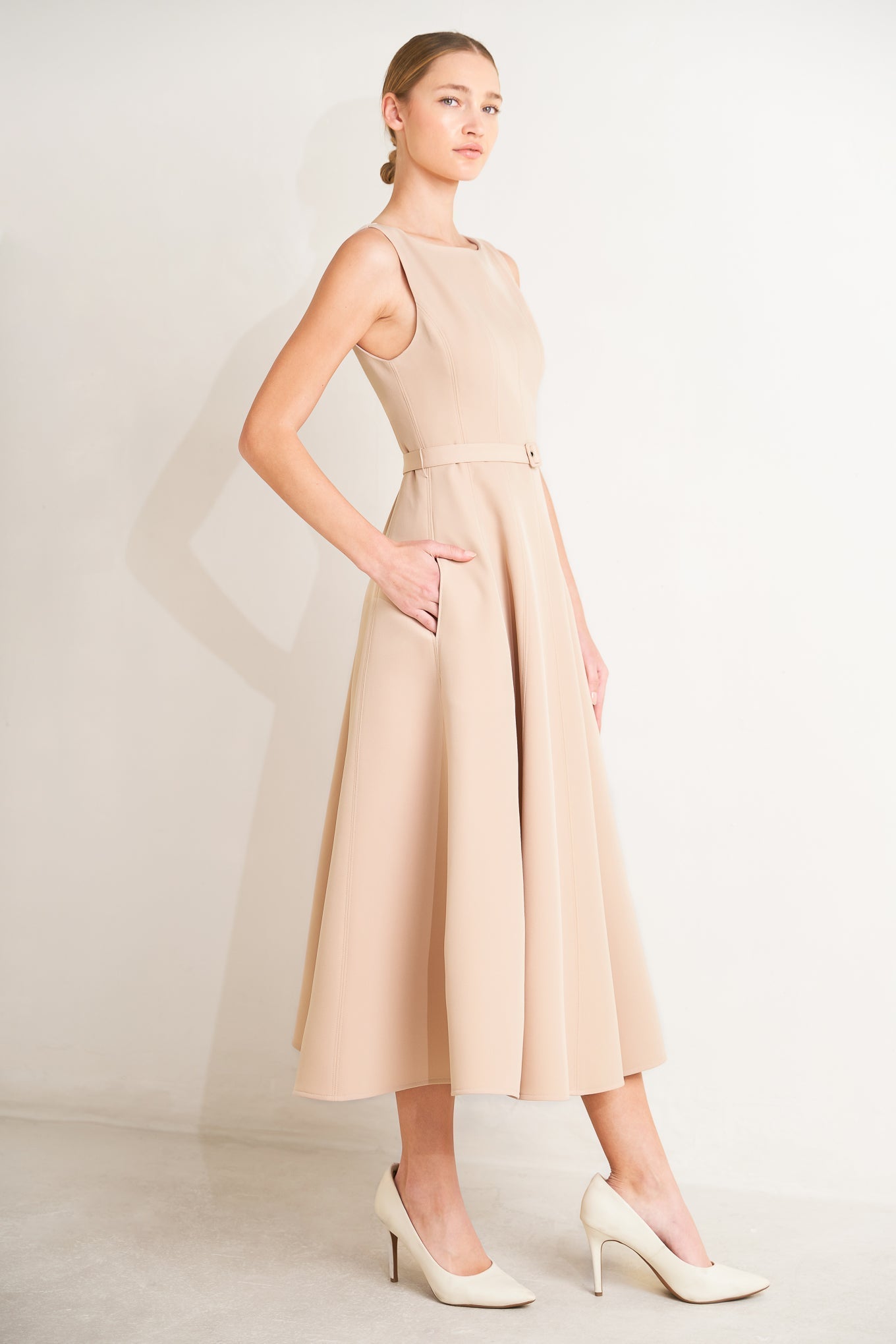 LIVING THE DREAM PINK WOVEN MIDI DRESS Flying Tomato