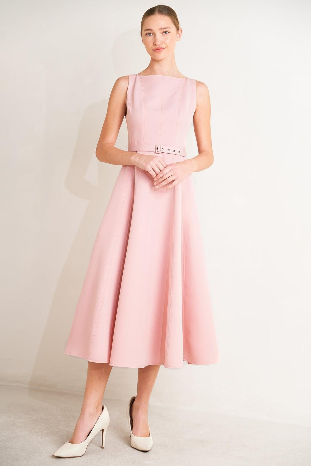 LIVING THE DREAM PINK WOVEN MIDI DRESS Flying Tomato