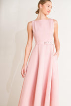 LIVING THE DREAM PINK WOVEN MIDI DRESS Flying Tomato