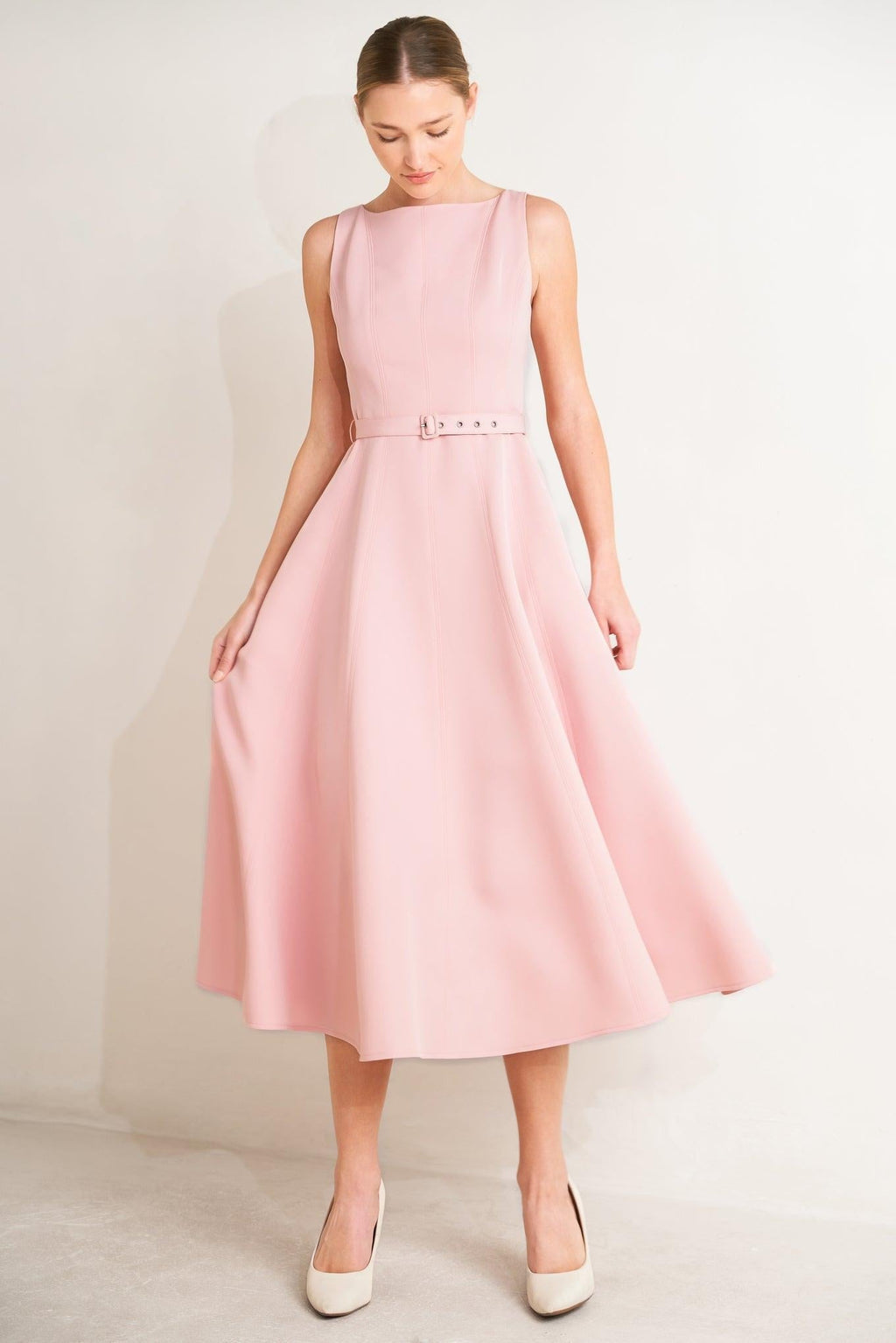 LIVING THE DREAM PINK WOVEN MIDI DRESS Flying Tomato