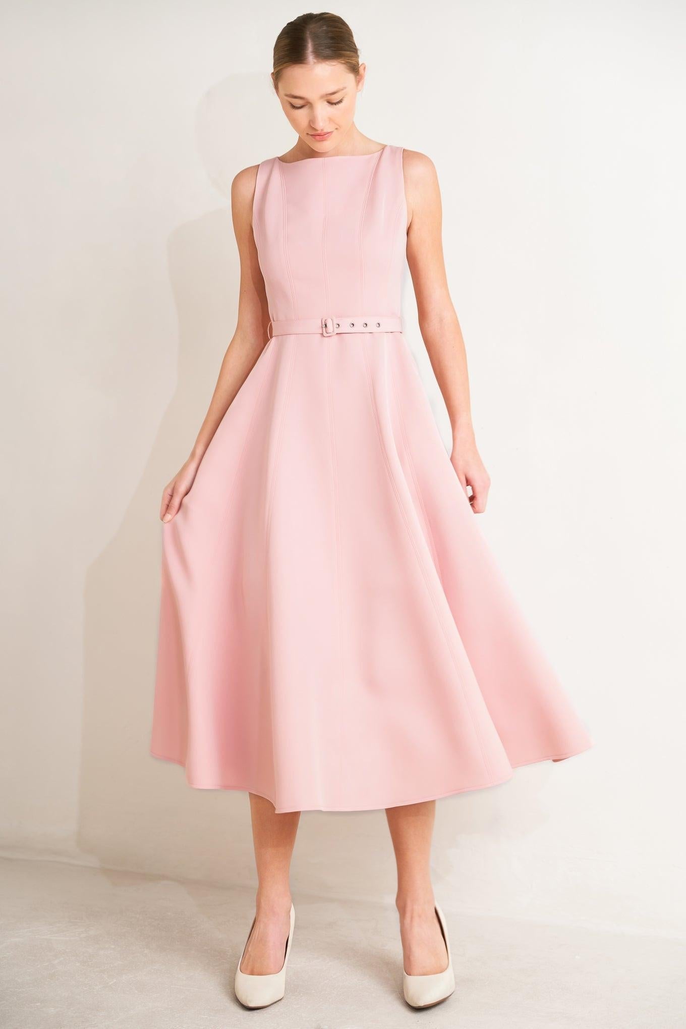 LIVING THE DREAM PINK WOVEN MIDI DRESS Flying Tomato
