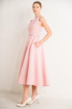 LIVING THE DREAM PINK WOVEN MIDI DRESS Flying Tomato