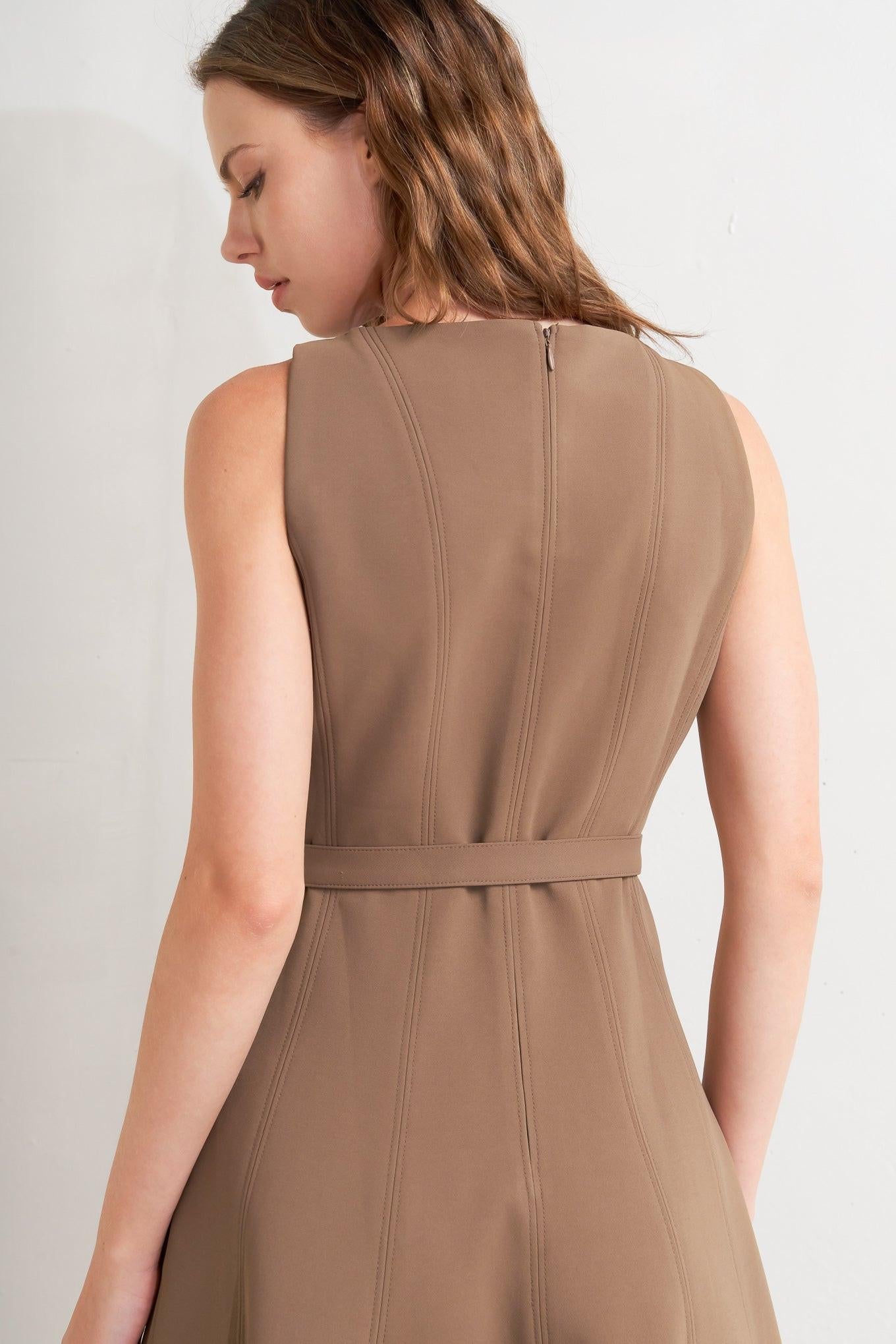 LIVING THE DREAM BROWN WOVEN MIDI DRESS Flying Tomato