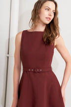 LIVING THE DREAM WINE WOVEN MIDI DRESS Flying Tomato