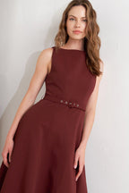 LIVING THE DREAM WINE WOVEN MIDI DRESS Flying Tomato