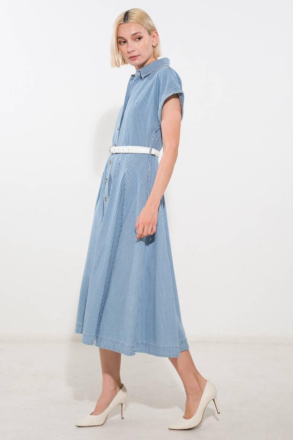 SOAK IN THE SUN DENIM MIDI DRESS Flying Tomato