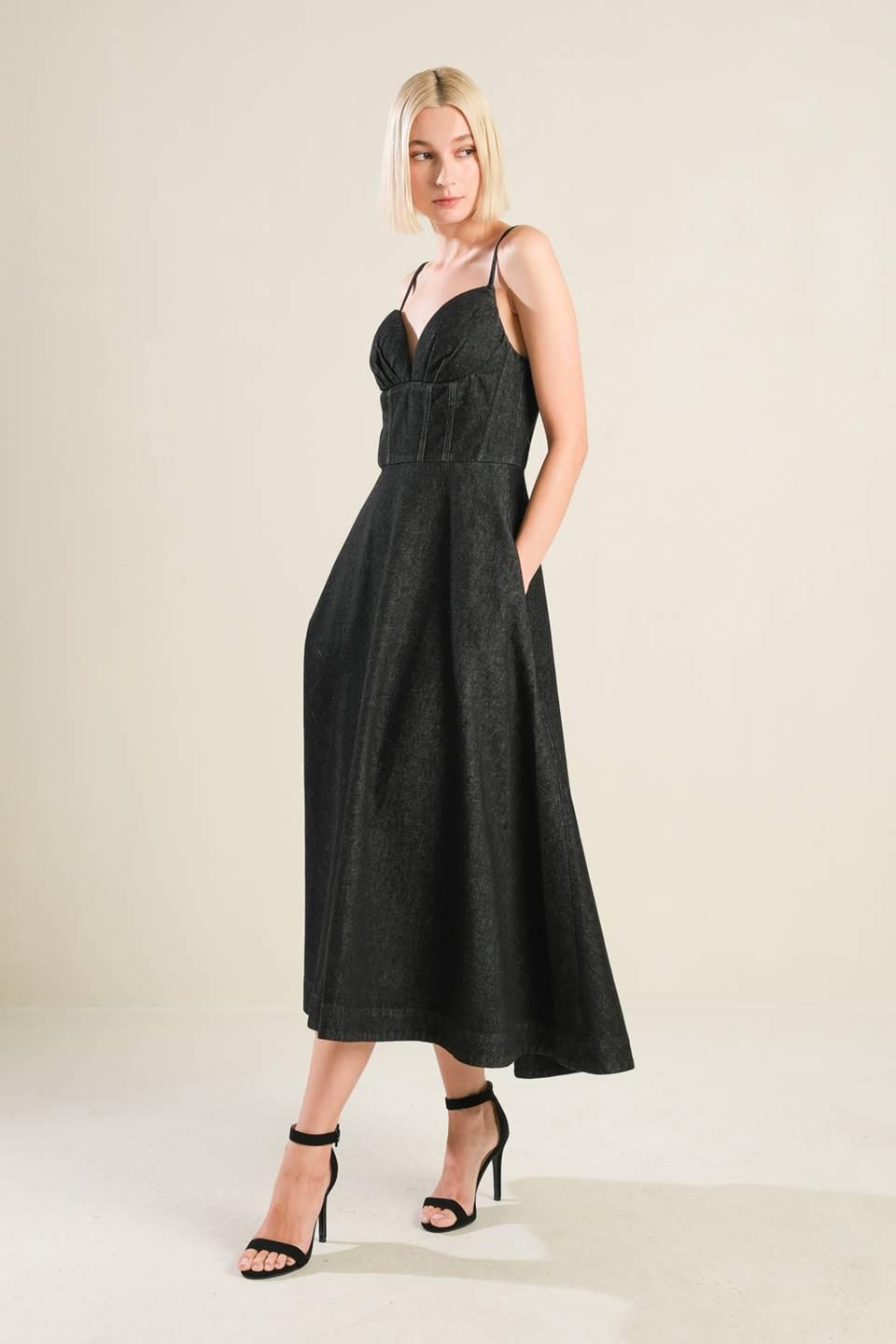YOU ARE MY SUNSHINE DENIM MIDI DRESS Flying Tomato