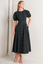IN MY MIND DENIM MIDI DRESS Flying Tomato