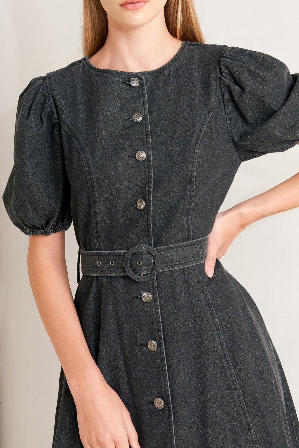 IN MY MIND DENIM MIDI DRESS Flying Tomato