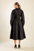 MIDNIGHT MASQUERADE WOVEN MIDI DRESS Flying Tomato