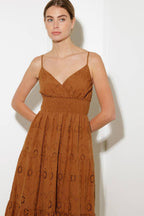 LUMINOUS BLISS WOVEN EYELET MIDI DRESS Flying Tomato