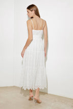 LUMINOUS BLISS WOVEN EYELET MIDI DRESS Flying Tomato