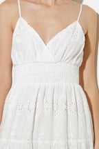 LUMINOUS BLISS WOVEN EYELET MIDI DRESS Flying Tomato