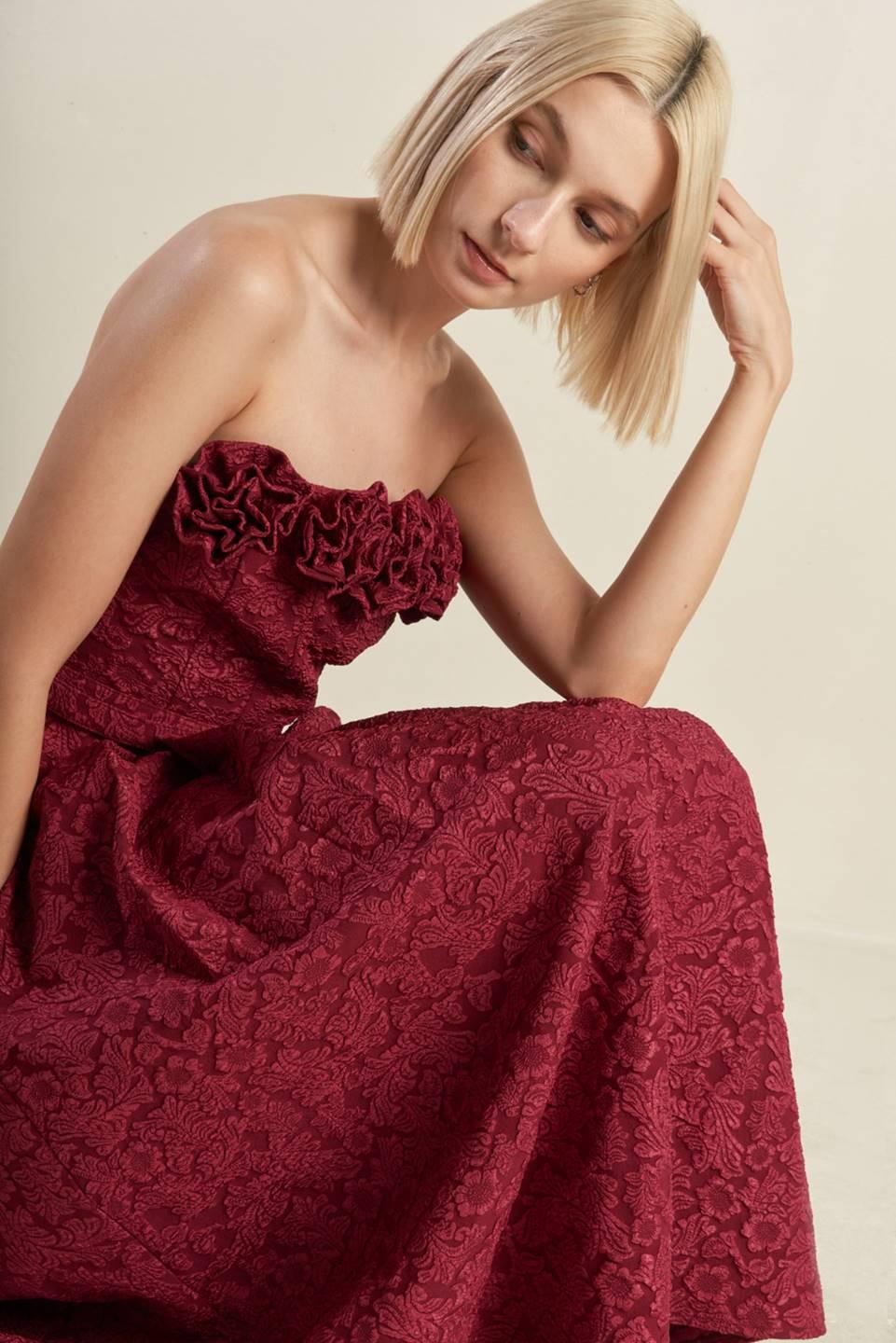GLORIOUS SHINE WOVEN MIDI DRESS Flying Tomato