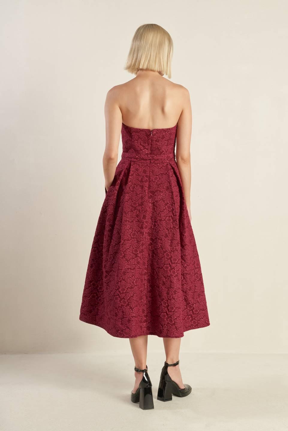 GLORIOUS SHINE WOVEN MIDI DRESS Flying Tomato