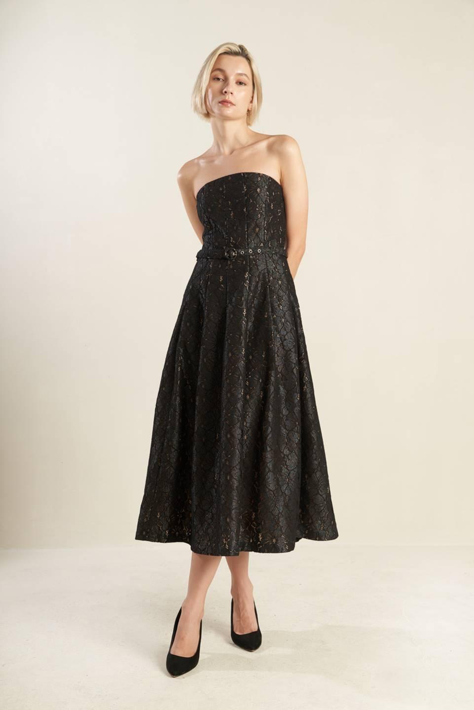 THE TRUTH IS WOVEN LACE MIDI DRESS Flying Tomato