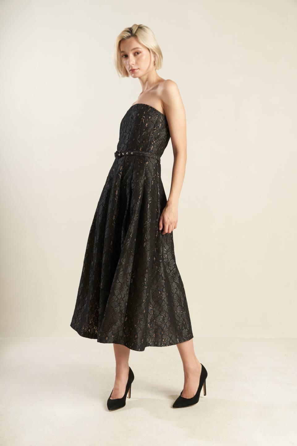 THE TRUTH IS WOVEN LACE MIDI DRESS Flying Tomato