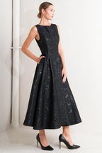 CHECK YOURSELF BLACK WOVEN MIDI DRESS Flying Tomato
