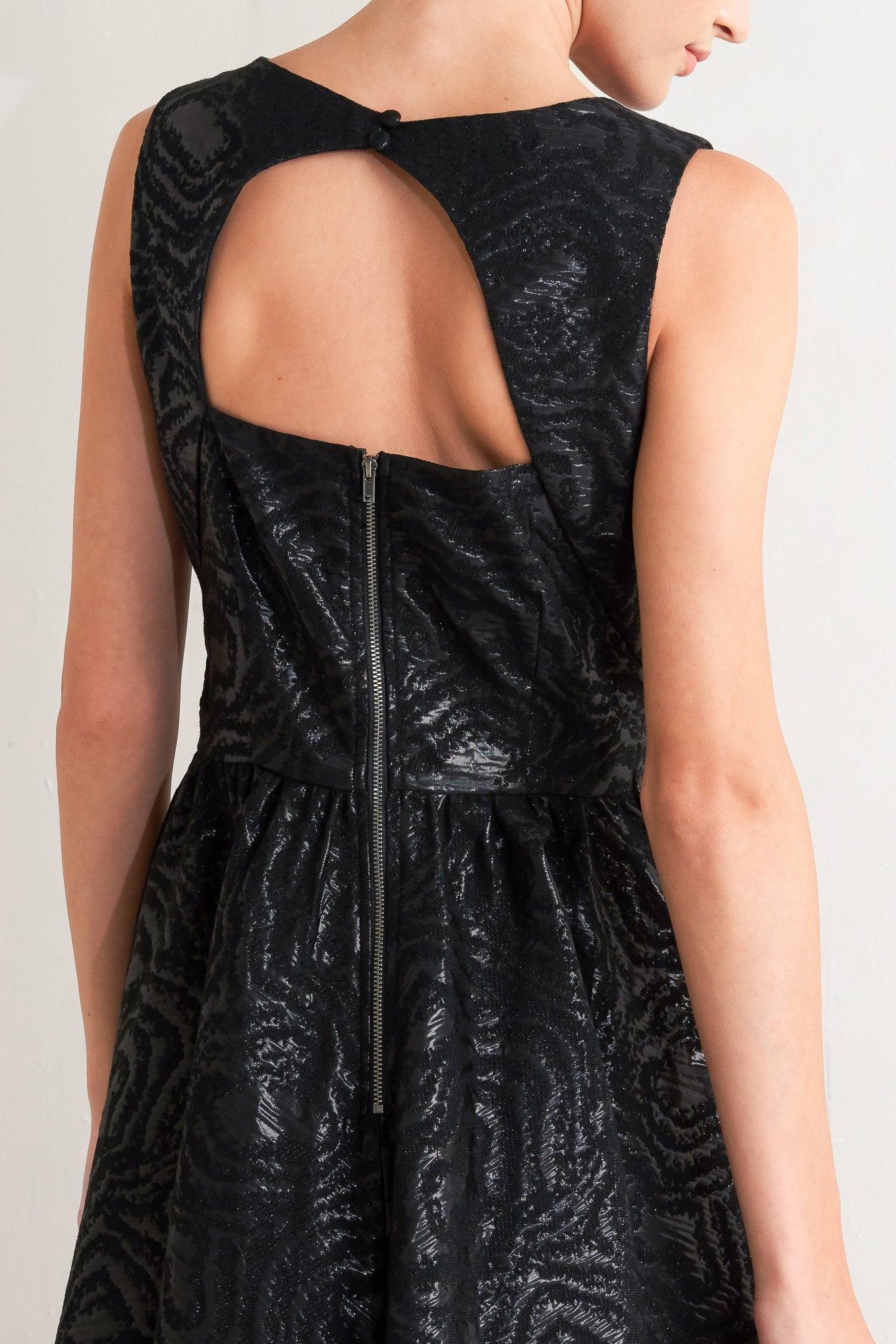 CHECK YOURSELF BLACK WOVEN MIDI DRESS Flying Tomato