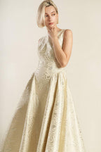 CHECK YOURSELF CHAMPAGNE WOVEN MIDI DRESS Flying Tomato