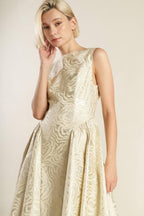 CHECK YOURSELF CHAMPAGNE WOVEN MIDI DRESS Flying Tomato