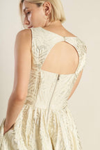 CHECK YOURSELF CHAMPAGNE WOVEN MIDI DRESS Flying Tomato
