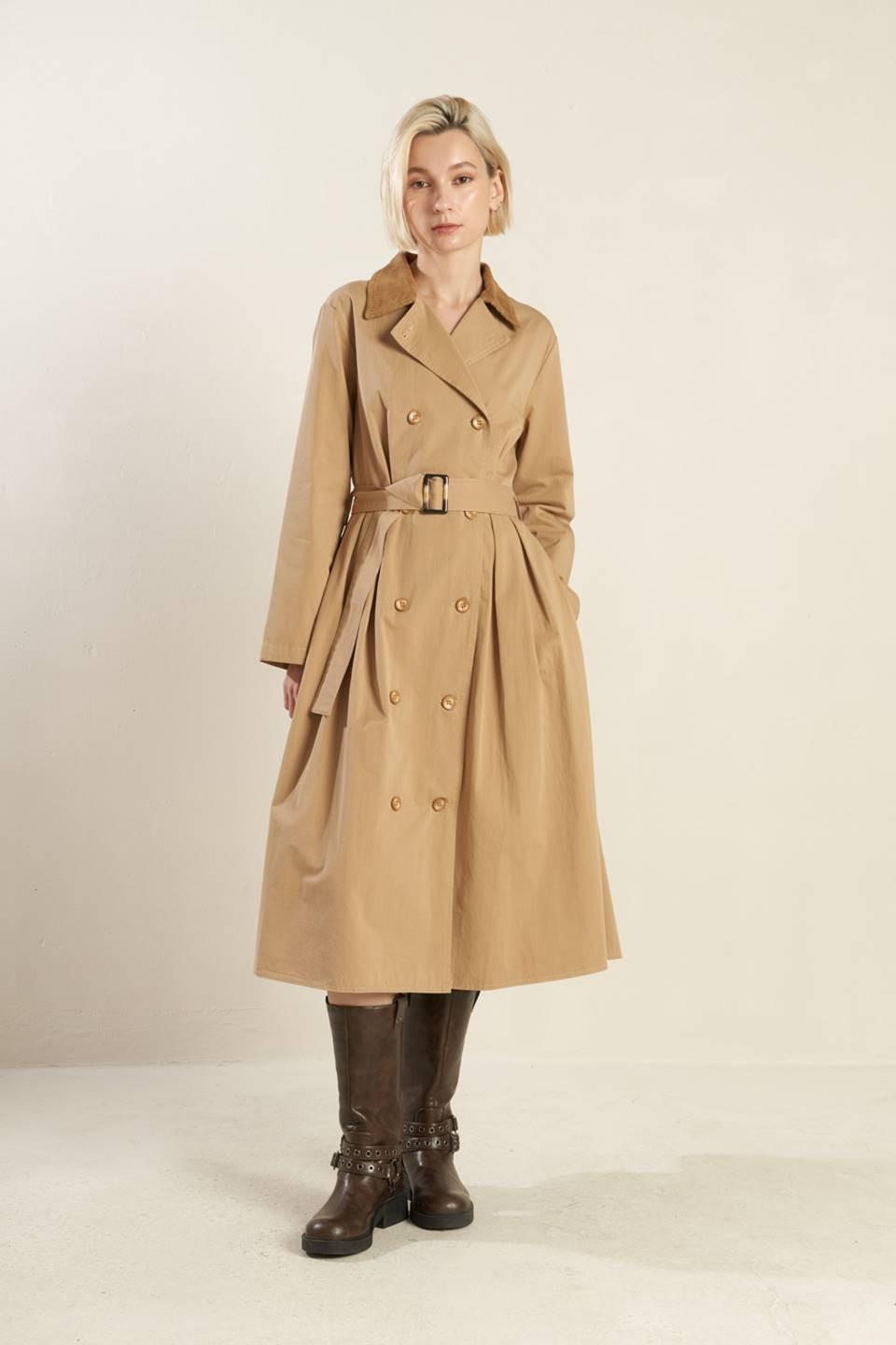 FALLING LEAVES WOVEN MIDI TRENCH COAT Flying Tomato