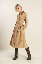 FALLING LEAVES WOVEN MIDI TRENCH COAT Flying Tomato