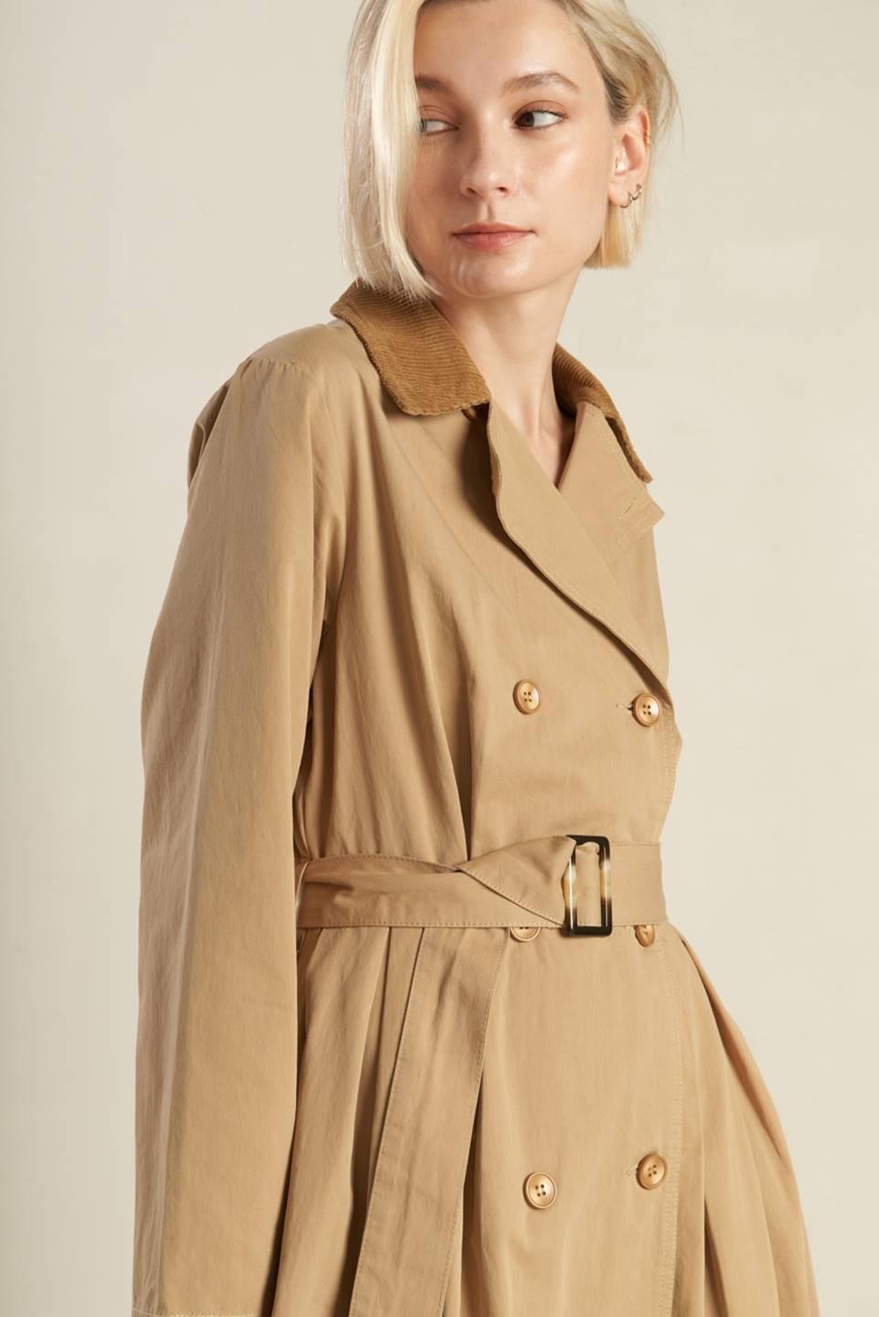 FALLING LEAVES WOVEN MIDI TRENCH COAT Flying Tomato