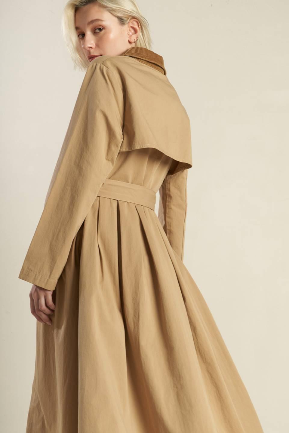 FALLING LEAVES WOVEN MIDI TRENCH COAT Flying Tomato