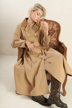 FALLING LEAVES WOVEN MIDI TRENCH COAT Flying Tomato