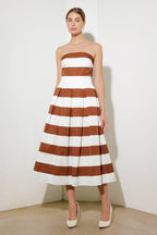 EVERYDAY HUSTLE RUST WOVEN MIDI DRESS Flying Tomato
