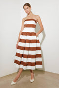 EVERYDAY HUSTLE RUST WOVEN MIDI DRESS Flying Tomato