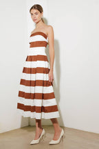 EVERYDAY HUSTLE RUST WOVEN MIDI DRESS Flying Tomato