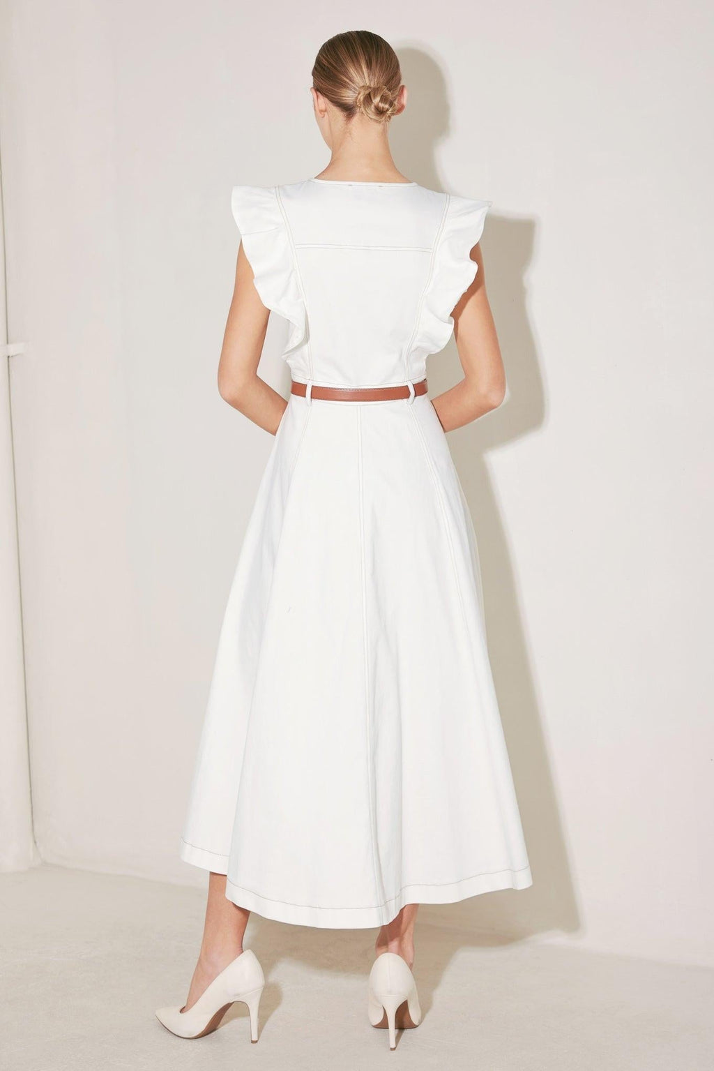 SOFT POWER STORY WOVEN MIDI DRESS Flying Tomato