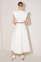 SOFT POWER STORY WOVEN MIDI DRESS Flying Tomato